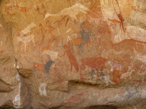 Complex painted frieze bichrome and monochrome